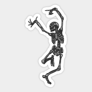 Dancing Gray Skeleton Sticker